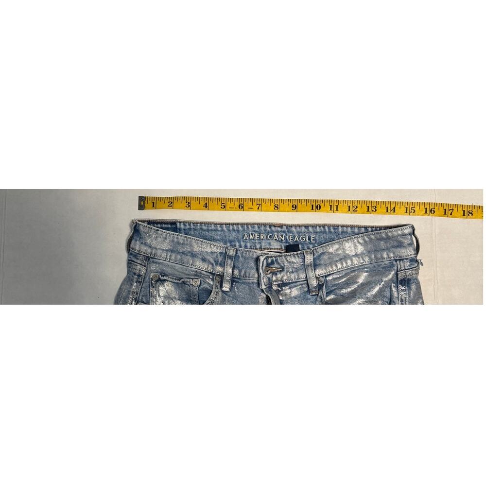 American Eagle Womens 10 Jeans Foil Metallic Maximalist Super High-Waisted - Picture 6 of 9